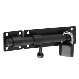 SAYAYO EMST8060-B Door Bolt Bolt with Padlock Stainless Steel Bolt Lock Black Lockable Latch for Gate, Window, Fence