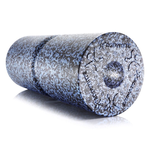 BODYMATE Extra-Hard 35cm Long Grey-Blue/Black Smooth Foam Roller for Spine