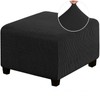 Square Ottoman Cover Stretchy Thick Soft Jacquard Fabric Footstool Protector