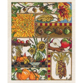 Janlynn 14 Count Autumn Montage Counted Cross Stitch Kit, 11-Inch x 14-Inch