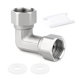 ERGAOBOY 1 Pcs 304 Stainless Steel 90 Degree Elbow 2 Ends Flexible Movable Connector, 1/2" Female Pipe Fittings for Sprayer, Angled Valve, Shower Arm