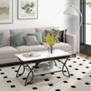 SlickBlue Sleek 2-Tier Faux Marble Coffee Table with Metal Frame