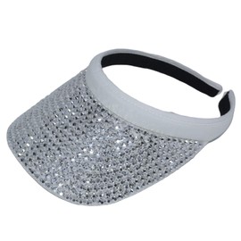 White Silver Bling Womens Visor Golf Tennis Visor hat Comfortable & Adjustable Visor Cap Sports & Outdoor Apparel Sun hat Rhinestone Womens Sport Visor Women Hats Womens Visors & Sunday Afternoon hat