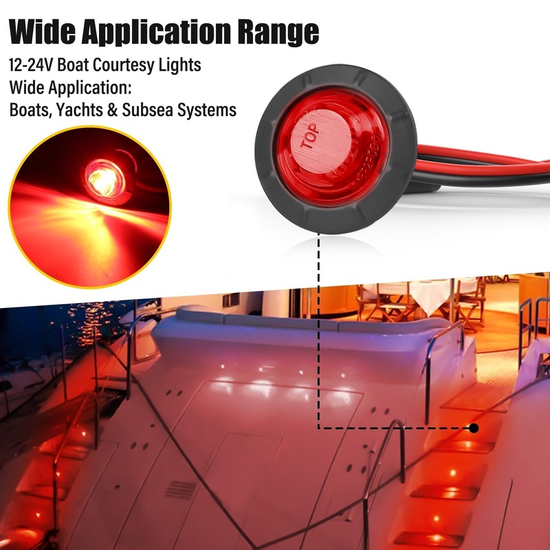 ALFU 20pcs 3/4" Round LED Trailer Side Marker Clearance Lights