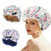 Luxury 2 Pieces Reusable Shower Cap for Women Double Layered