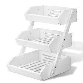 G.a HOMEFAVOR Fruit Basket for Kitchen, 3-Tier Fruit Bowl for Kitchen Counter, Vegetable Storage Stand for Fruit Shop, 15 mm Thickness (WHITE)
