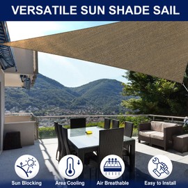 PureFit Triangle Sun Shade Sails Outdoor 8 x 8 x 8 ft - Sun Protection Sunshades UV Block Shade Canopy, Patio Shades for Backyard, Deck and Lawn, Brown