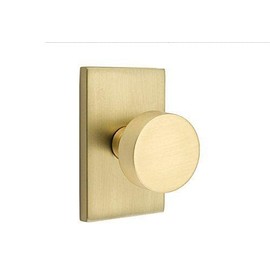 Passage Set, Modern Rectangle Rosette, Modern Round Knob, Satin Nickel
