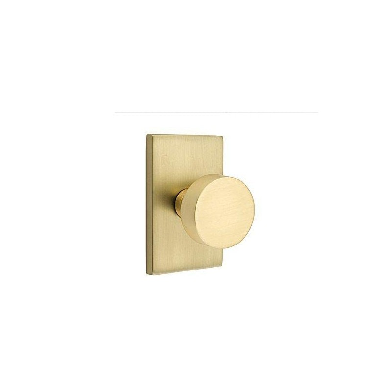 Passage Set, Modern Rectangle Rosette, Modern Round Knob, Satin Nickel