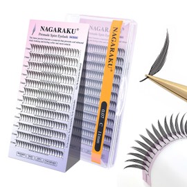 NAGARAKU Premade Spire Eyelash Extensions Air Series Feather Shape Manga Anime Individual Lashes Volume Soft Black Flat Root Spikes Fans Eyelashes DIY Clusters Lash Salon -0.07 C Curl 11mm