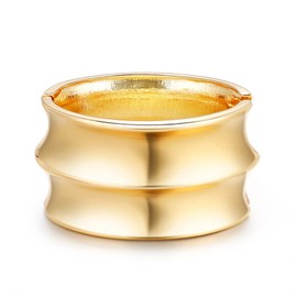 Chunky Thick Opening Twist Angel Feather Cuff Bangle Bracelet for Women Friend Punk Bead Hinge Wide Grooved Wrap Bracelet Statement Bar Party Jewelry Gift-D style-4