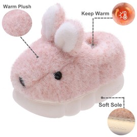 Toddler Girls Slippers Boys Girls Fluffy Home Slippers Winter Warm Indoor Bunny Shoes B-pink