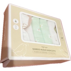 Nightingale Baby Bamboo Muslin Washcloths 6 Pack Organic Cotton Muslin NEW