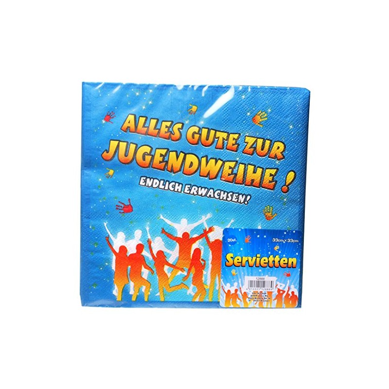 Serviettes "Alles Gute zur Jugendweihe" [German Language] Approx. 33 x