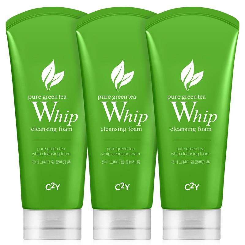 씨투와이 C2Y 퓨어 아쿠아휩/화산송이/그린티 클렌징 폼 120ml 3개 번들 세트
