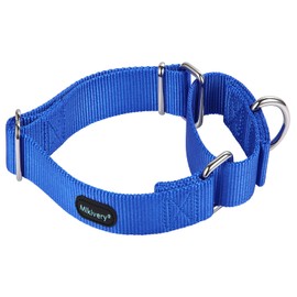 Mikivery Martingale Dog Collar Nylon Adjustable and Safety Training Colourful Comfortable Metal Buckle Pet Collars for Small Medium and Large Dogs(Royal Blue,M)