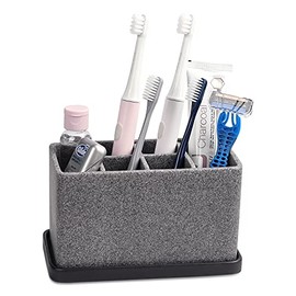 zccz Toothbrush Holder, Large Electric Toothbrush and Toothpaste Holder Stand Bathroom Organizer for Toothbrush, Toothpaste, Dental Floss, Razor, Comb, Makeup Brushes and More