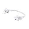 Flat Plug 1Ft Short Extension Cord, White 90-Degree Plug Low