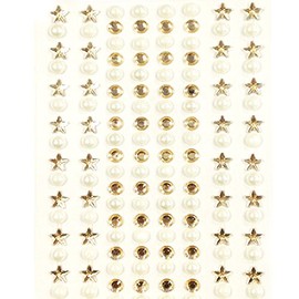 Wrapables 164 Pieces Crystal Star and Pearl Stickers Adhesive Rhinestones, Champagne