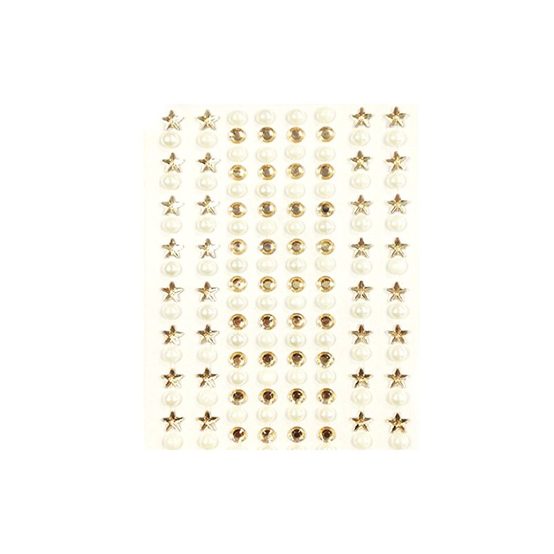 Wrapables 164 Pieces Crystal Star and Pearl Stickers Adhesive Rhinestones,