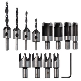 Pilikoll 8 Pcs Woodworking Drill Bit Set with 4Pcs Three Point Countersink Chamfer Drill Bits Set Carbon Steel Claw & Tapered Shank Drill Bits Set for Woodworking Tool(6mm 10mm 13mm 16mm)