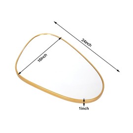 Mirrts 16x24 Inch Irregular Gold Living Room Mirror– Modern Decorative Framed Wall Mirror for Bedroom, Bathroom Room, and Entryway Décor-Asymmetrical Wall Mirror