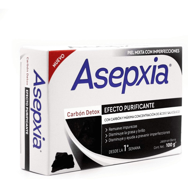 ASEPXIA Carbón Detox Jabón en Barra, Efecto purificante, remueve toxinas