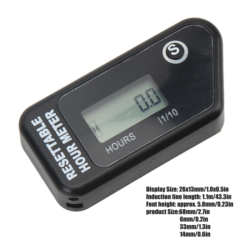 Motorcycle Digital Tach Hour Meter LCD Display Timer IP68 Waterproof
