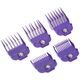 Andis 66345 Nano-Silver Magnetic Attachment 5 Combs with Long-Lasting Performance - Sizes 6", 8", 4", 3/8", 2", Provide Professional Haircuts and Styles – Purple