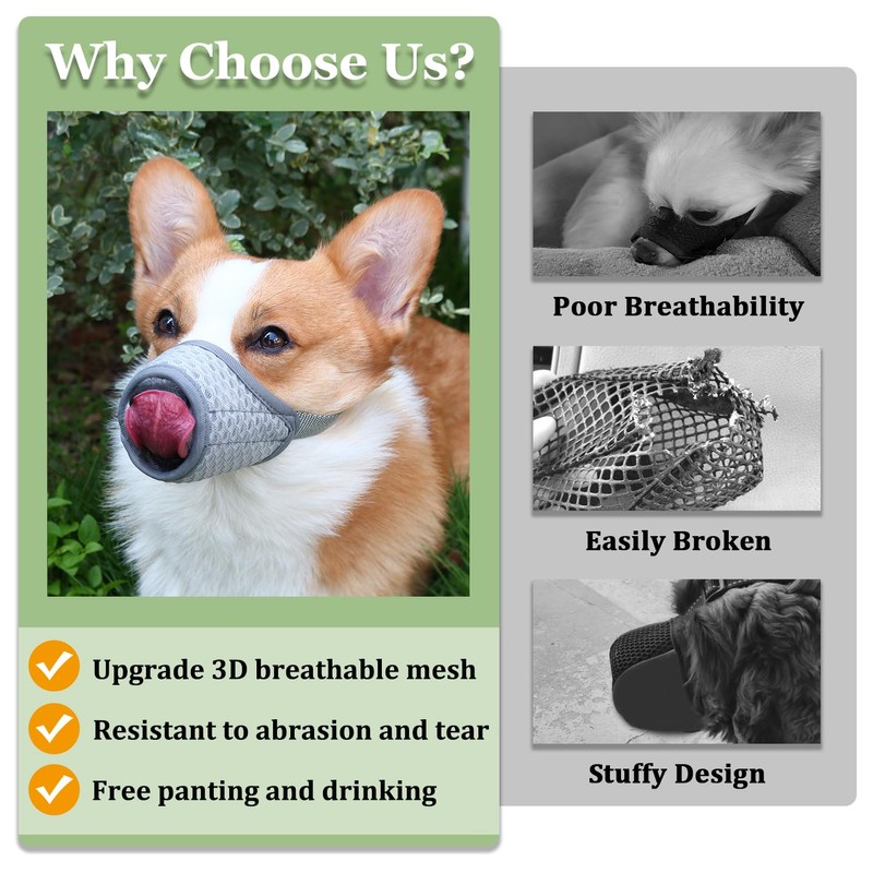 Mayerzon Dog Muzzle, Puppy Soft Mesh Muzzle for Small Medium