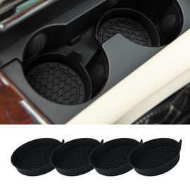 Tioollev 4PCS Car Cup Holder Coaster, Silicone Non-Slip Vehicle Cup Holder Insert Pads, Automotive Interior Insulation Drink Cup Mats Decor Accessories, Universal for SUV, Sedan, Truck (Black)