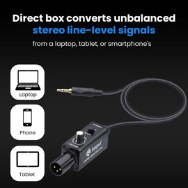 Kopul LT-PDI Laptop One-Channel Passive Direct Box (Caja Directa) – Converts Unbalanced to Balanced Audio, Ideal for Computer, Stereo DI Box, Clean Audio Signal for PA Systems