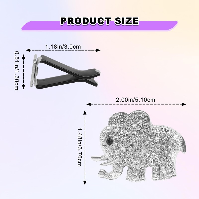 NOTISH 2PCS Elephant Crystal Diamond Car Air Vent Clip, Bling