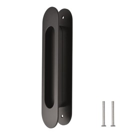 MOROBOR Double Sided Hardware Set Handle, 2pcs Oval Embedded Sliding Barn Door Handles Aluminum Alloy Modern Simple Door Pull Handle for Sliding Barn Drawer Cupboard Wardrobe (Black)