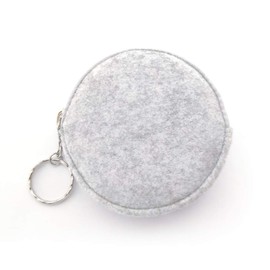 Pill Box Protective Bag Felt Coin Purse Zipper Round Daily Pill Cases Bag Pill Organizer Storage Bag (Light Grey Bag)