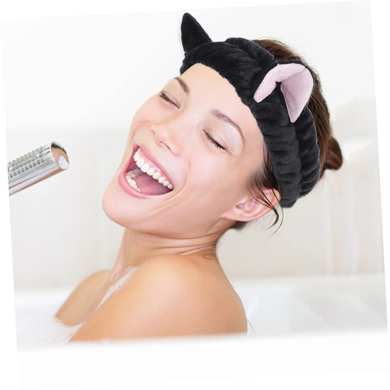 Healeved 4pcs Cat Ears Makeup Head Wraps Comfortable Elastic Headbands