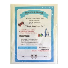 Quality & Beyond fusible Interfacing non Woven - Light Weight Stabilizer for Sewing - Single-Sided Iron on Fabric Interfacing for DIY Supplies (40-Inchx2.5-Yard)