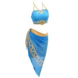 Haikyuu - Conjunto de bikini para mujer con cubierta de traje de baño estilo anime traje de baño japonés de dibujos animados, Azul, Large