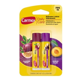 Bálsamo para labios Carmex Daily Care duo pack passion fruit & sugar plum fps 15