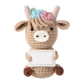 JNGTKL Highland Cow Gifts, Woven Positive Gifts, Positive Highland Cow, Knitted Toys Highland Cow Ornaments, Highland Cow Toy, Crochet Cow Gift, Cheer Up Gifts For Emotional Support
