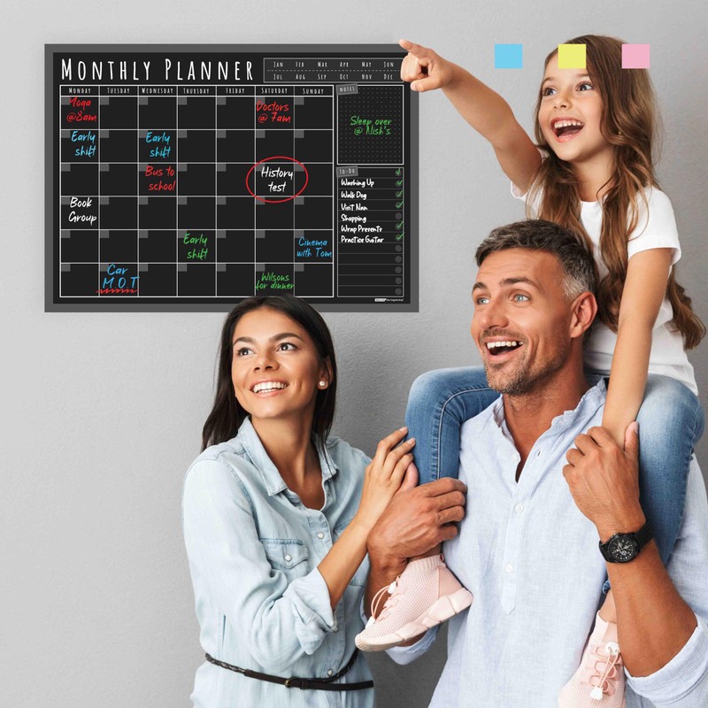 WallTAC A3 Monthly Wall Planner Sticker with Blackboard Pens |