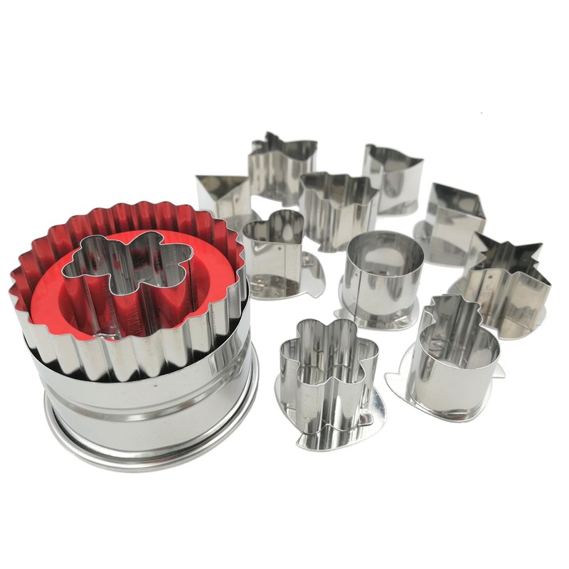 JOKUMO 11 Piece Round Linzer Cookie Cutter Set – High