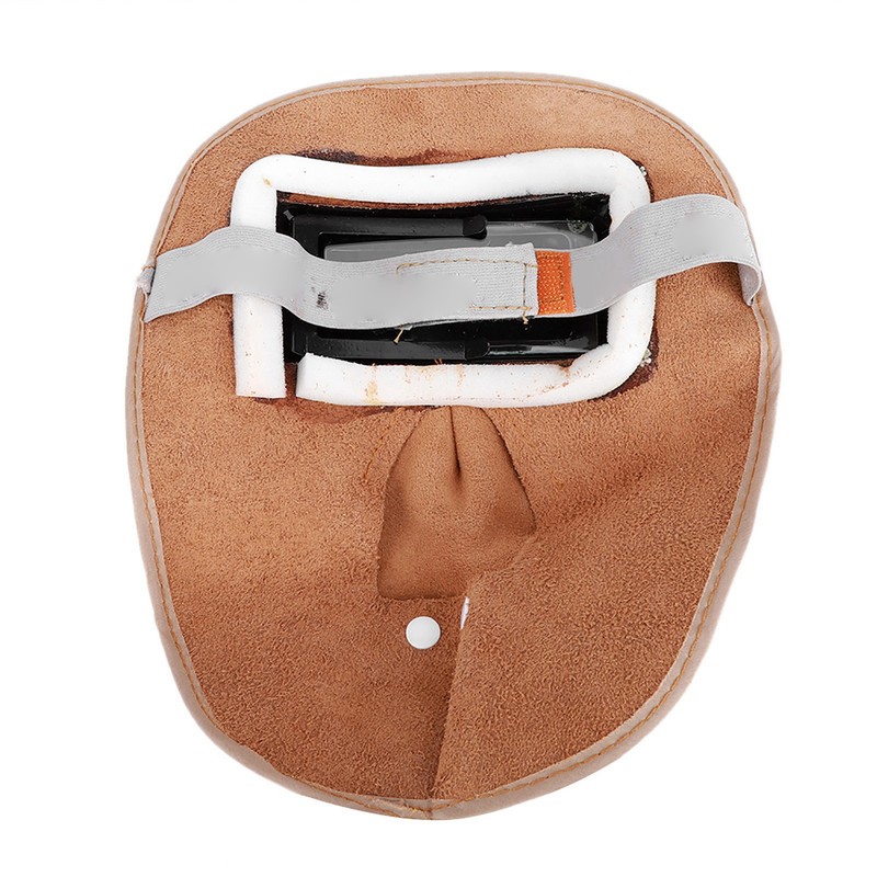 Head‑Mounted Cowhide Welding Helmet Cap Dual Lens Anti‑Spatter Heat Insulation