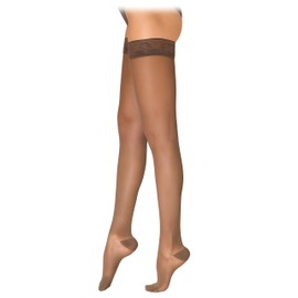 Bexter 3 Pair Suntan Sheer Toe Thigh Highs – Size B, Lightweight Nylon Hosiery, Comfortable Classic Style for Skirts & Dresses