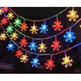 Islmlisa 19ft /40LED Snowflake String Light String Outdoor Waterproof House Decorative Light String Interior Decoration,Decorative Snowflake Lights for Christmas, Party (Multi-Colored)