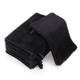 PHOGARY 6 Pack Microfiber Flannel Face Cloths Face Body Wash Cloth, Super Absorbent & Soft Facial Mitts, Reusable Makeup Remover Wash Gloves, Black Towel Bath Mitt for Baby Kids-13x20cm