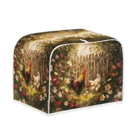 NETILGEN Toaster Cover Kitchen Bakeware Protector Fits for Most Standard 4 Slice Toasters, Keep Toaster Free From Dust And Fingerprint Oven Dustproof Cover, Chicken Family Garden