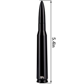 ONE250 Antena de estilo bala de calibre 50 Cal, compatible con Jeep Wrangler JK JKU JL JLU Rubicon Sahara Renegade Gladiator (2007-2024) - Diseñado para una recepción optimizada de FM/AM (negro)