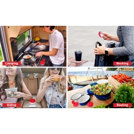 SIGNORAWARE Salt and Pepper Shakers Moisture Proof Set of 4 Small Mini Salt Shaker to go Camping Picnic Outdoors Kitchen Lunch Boxes Travel Spice Set Clear with Red Covers Plastic Airtight Dispenser