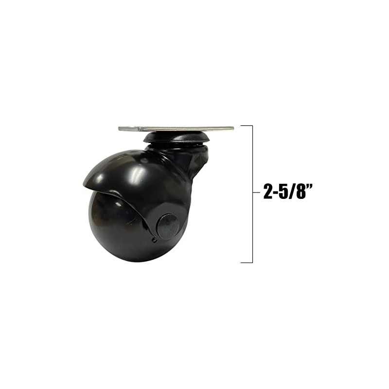 Ball Casters Black 2 Inch, Black Hooded, 360 Degree Swivel
